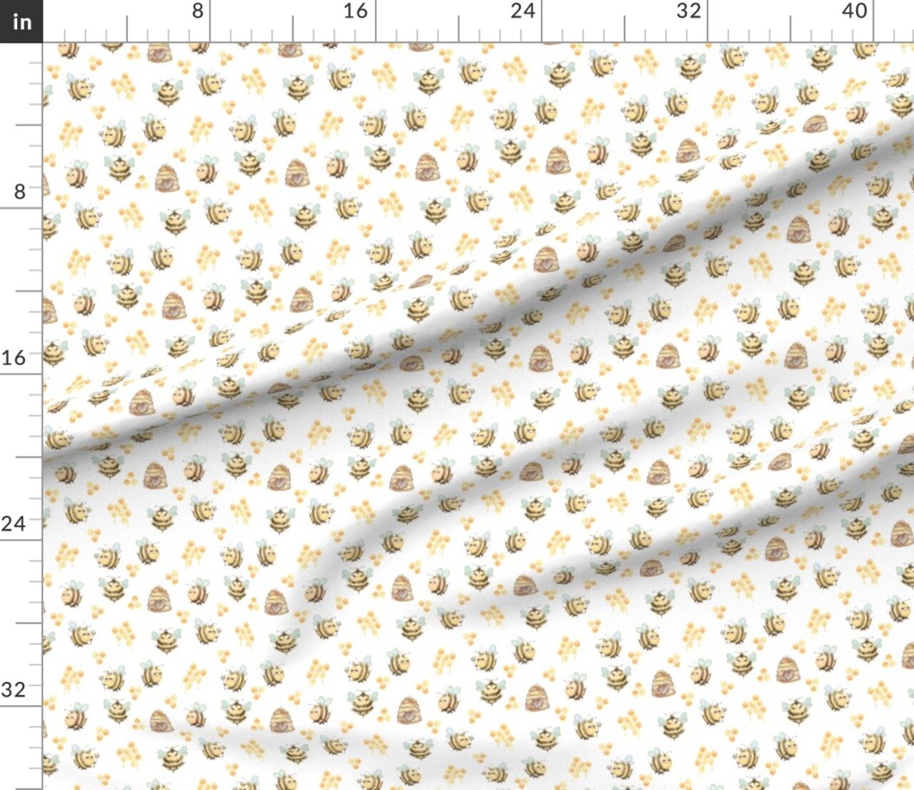 Various Fabrics by the Yard or Fat Quarter Honey Bee Nature Whimsical Insect Honeycomb Small Scale Custom Printed Fabric by Spoonflower